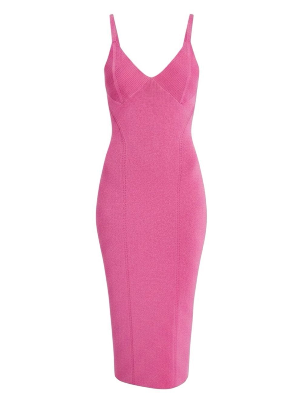 Homecoming Wedding Guest Cocktail Dress STAUD Hot Pink Spaghetti-Strap Midi